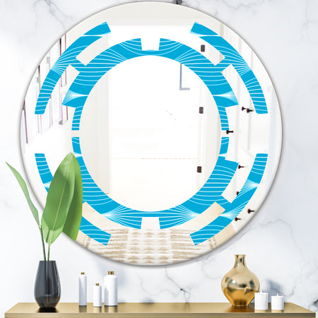 Light Blue Wave pattern - Modern Round or Oval Wall Mirror - Space