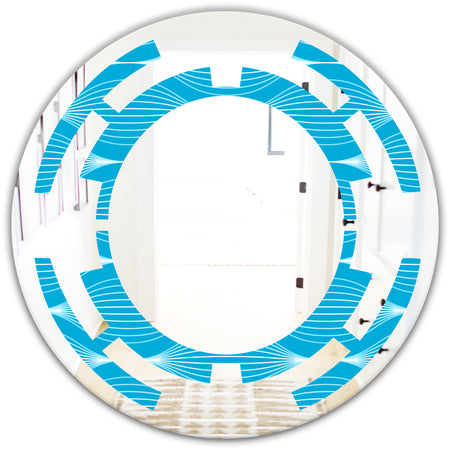 Light Blue Wave pattern - Modern Round or Oval Wall Mirror - Space