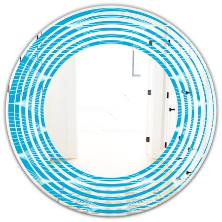 Light Blue Wave pattern - Modern Round or Oval Wall Mirror - Wave