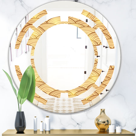 Golden Clouds In The Sky - Modern Round or Oval Wall Mirror - Space