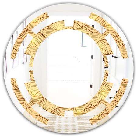 Golden Clouds In The Sky - Modern Round or Oval Wall Mirror - Space