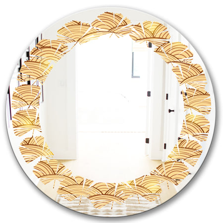 Golden Clouds In The Sky - Modern Round or Oval Wall Mirror - Leaves