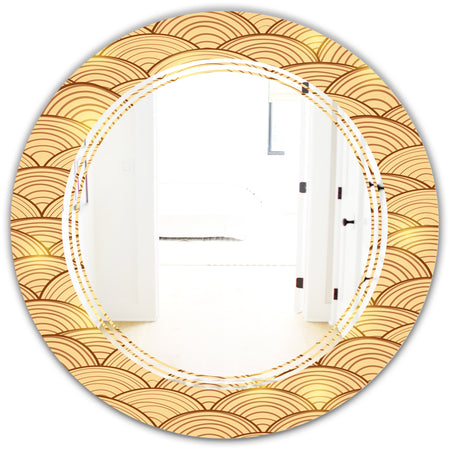 Golden Clouds In The Sky - Modern Round or Oval Wall Mirror - Triple C