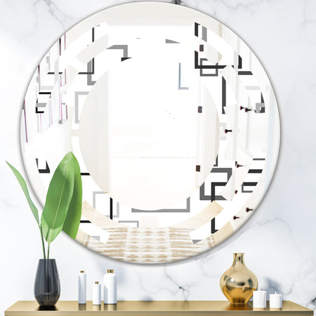Abstract Retro Design II - Modern Round or Oval Wall Mirror - Space