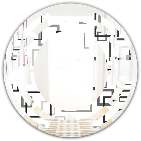 Abstract Retro Design II - Modern Round or Oval Wall Mirror - Space