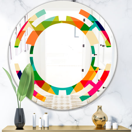 Diamond Retro IX - Modern Round or Oval Wall Mirror - Space
