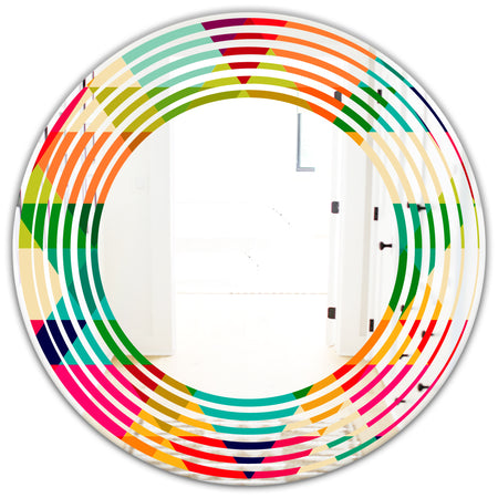 Diamond Retro IX - Modern Round or Oval Wall Mirror - Wave