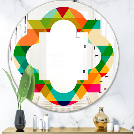 Diamond Retro IX - Modern Round or Oval Wall Mirror - Quatrefoil