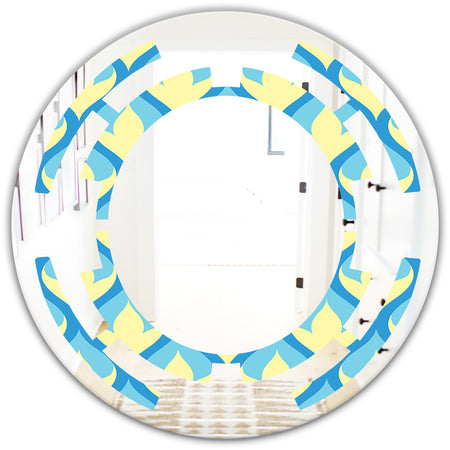 Retro Pattern Abstract Design IX - Modern Round or Oval Wall Mirror - Space