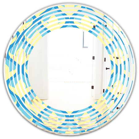 Retro Pattern Abstract Design IX - Modern Round or Oval Wall Mirror - Wave