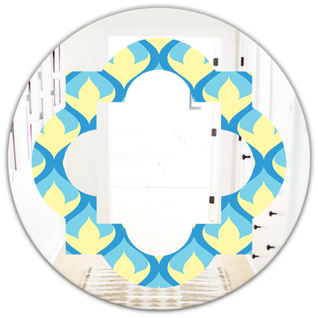 Retro Pattern Abstract Design IX - Modern Round or Oval Wall Mirror - Quatrefoil
