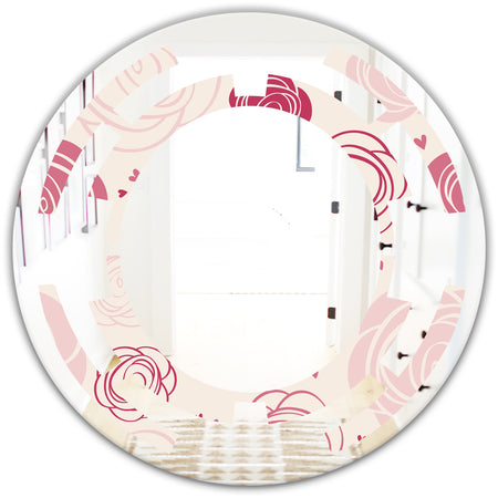 roses pattern - Modern Round or Oval Wall Mirror - Space