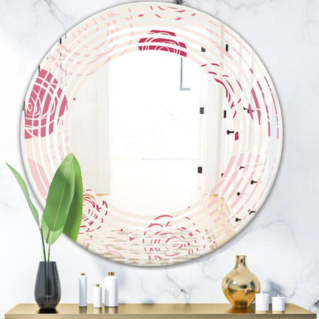 roses pattern - Modern Round or Oval Wall Mirror - Wave
