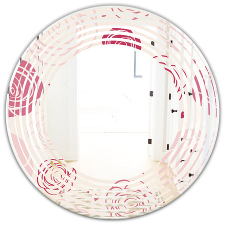 roses pattern - Modern Round or Oval Wall Mirror - Wave
