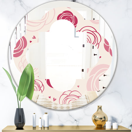 roses pattern - Modern Round or Oval Wall Mirror - Quatrefoil