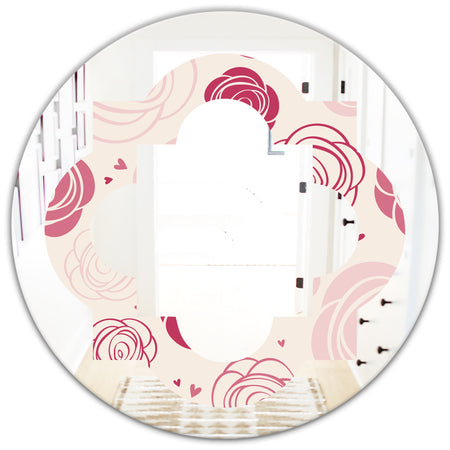 roses pattern - Modern Round or Oval Wall Mirror - Quatrefoil