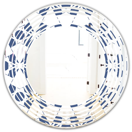 Abstract Retro Geometrical Design I - Modern Round or Oval Wall Mirror - Wave