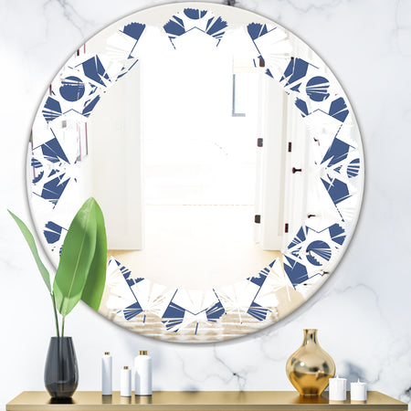 Abstract Retro Geometrical Design I - Modern Round or Oval Wall Mirror - Leaves