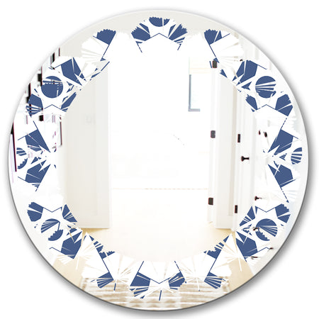 Abstract Retro Geometrical Design I - Modern Round or Oval Wall Mirror - Leaves