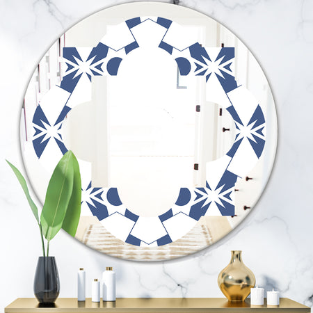 Abstract Retro Geometrical Design I - Modern Round or Oval Wall Mirror - Quatrefoil