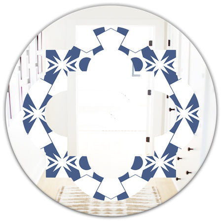 Abstract Retro Geometrical Design I - Modern Round or Oval Wall Mirror - Quatrefoil
