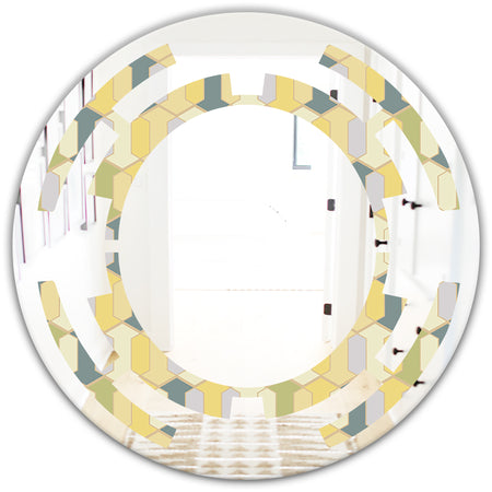 Abstract Retro Geometrical Design II - Modern Round or Oval Wall Mirror - Space