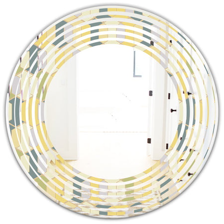 Abstract Retro Geometrical Design II - Modern Round or Oval Wall Mirror - Wave