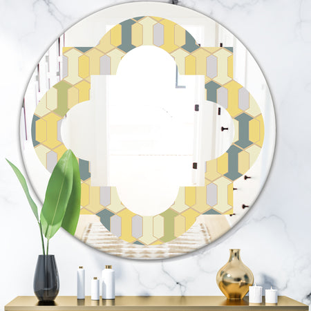 Abstract Retro Geometrical Design II - Modern Round or Oval Wall Mirror - Quatrefoil
