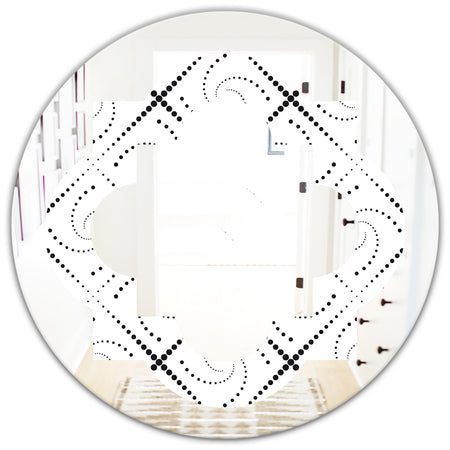 Retro Geometrical Abstract Minimal Pattern III - Modern Round or Oval Wall Mirror - Quatrefoil