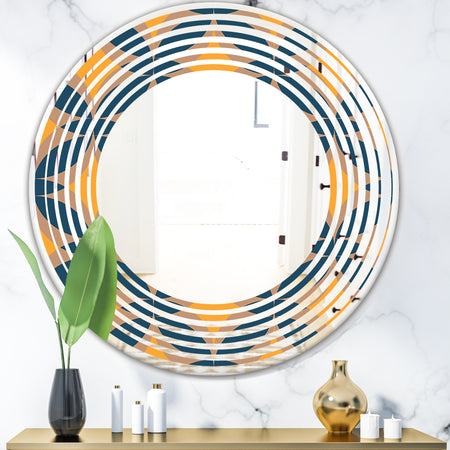 Abstract Retro Design III - Modern Round or Oval Wall Mirror - Wave