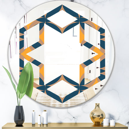 Abstract Retro Design III - Modern Round or Oval Wall Mirror - Hexagon Star