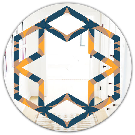 Abstract Retro Design III - Modern Round or Oval Wall Mirror - Hexagon Star