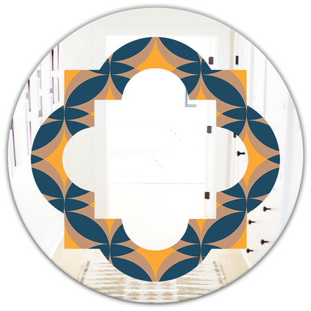 Abstract Retro Design III - Modern Round or Oval Wall Mirror - Quatrefoil