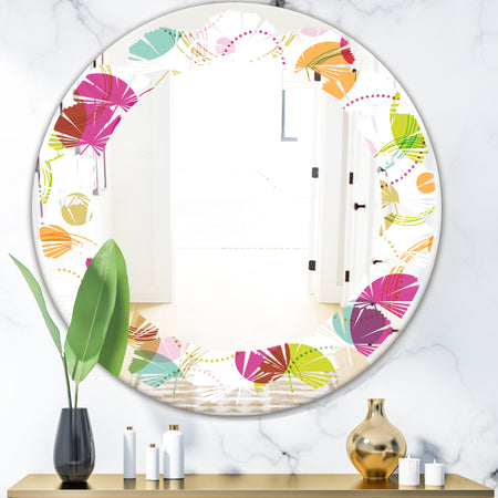 Retro Circular Design II - Modern Round or Oval Wall Mirror - Leaves