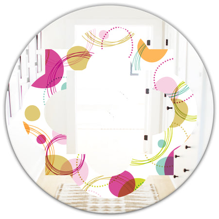 Retro Circular Design II - Modern Round or Oval Wall Mirror - Quatrefoil