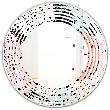 Retro Abstract Flower Design I - Modern Round or Oval Wall Mirror - Wave