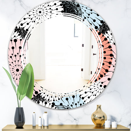Retro Abstract Flower Design I - Modern Round or Oval Wall Mirror - Triple C