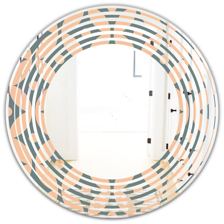 Retro Pattern Abstract Design IV - Modern Round or Oval Wall Mirror - Wave