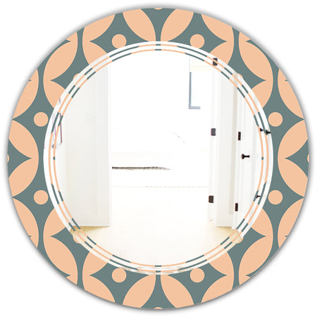 Retro Pattern Abstract Design IV - Modern Round or Oval Wall Mirror - Triple C