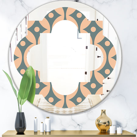 Retro Pattern Abstract Design IV - Modern Round or Oval Wall Mirror - Quatrefoil
