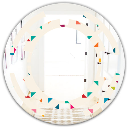 Abstract Triangular Retro Pattern I - Modern Round or Oval Wall Mirror - Space