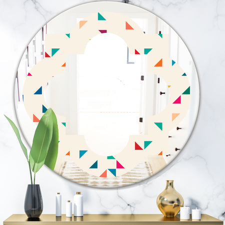 Abstract Triangular Retro Pattern I - Modern Round or Oval Wall Mirror - Quatrefoil