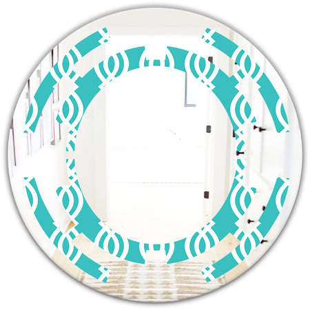 Retro Pattern Abstract Design VII - Modern Round or Oval Wall Mirror - Space
