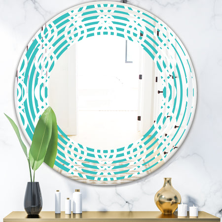 Retro Pattern Abstract Design VII - Modern Round or Oval Wall Mirror - Wave