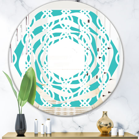 Retro Pattern Abstract Design VII - Modern Round or Oval Wall Mirror - Whirl