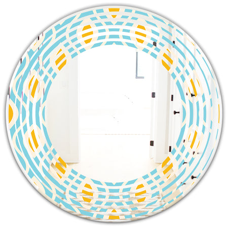Retro Pattern Abstract Design I - Modern Round or Oval Wall Mirror - Wave