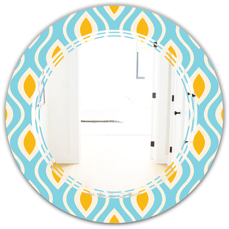Retro Pattern Abstract Design I - Modern Round or Oval Wall Mirror - Triple C