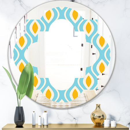 Retro Pattern Abstract Design I - Modern Round or Oval Wall Mirror - Quatrefoil
