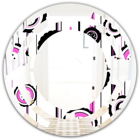 Circular Retro Pattern I - Modern Round or Oval Wall Mirror - Space