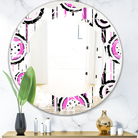 Circular Retro Pattern I - Modern Round or Oval Wall Mirror - Leaves